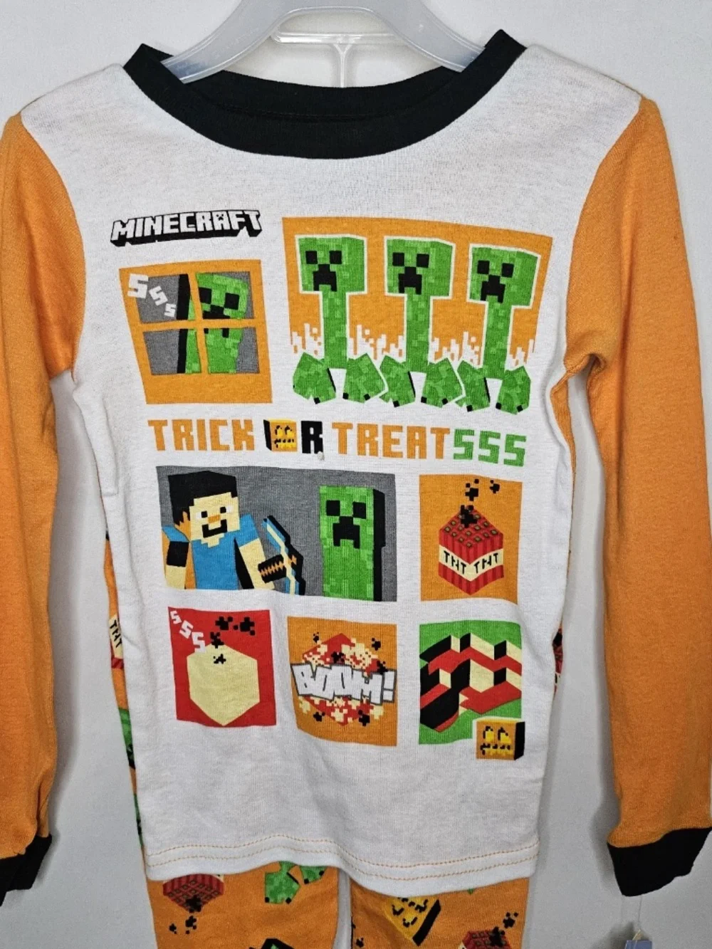 New Boys Minecraft Halloween Trick Treat Steve Creeper 2 Piece Pajama Set Size 4